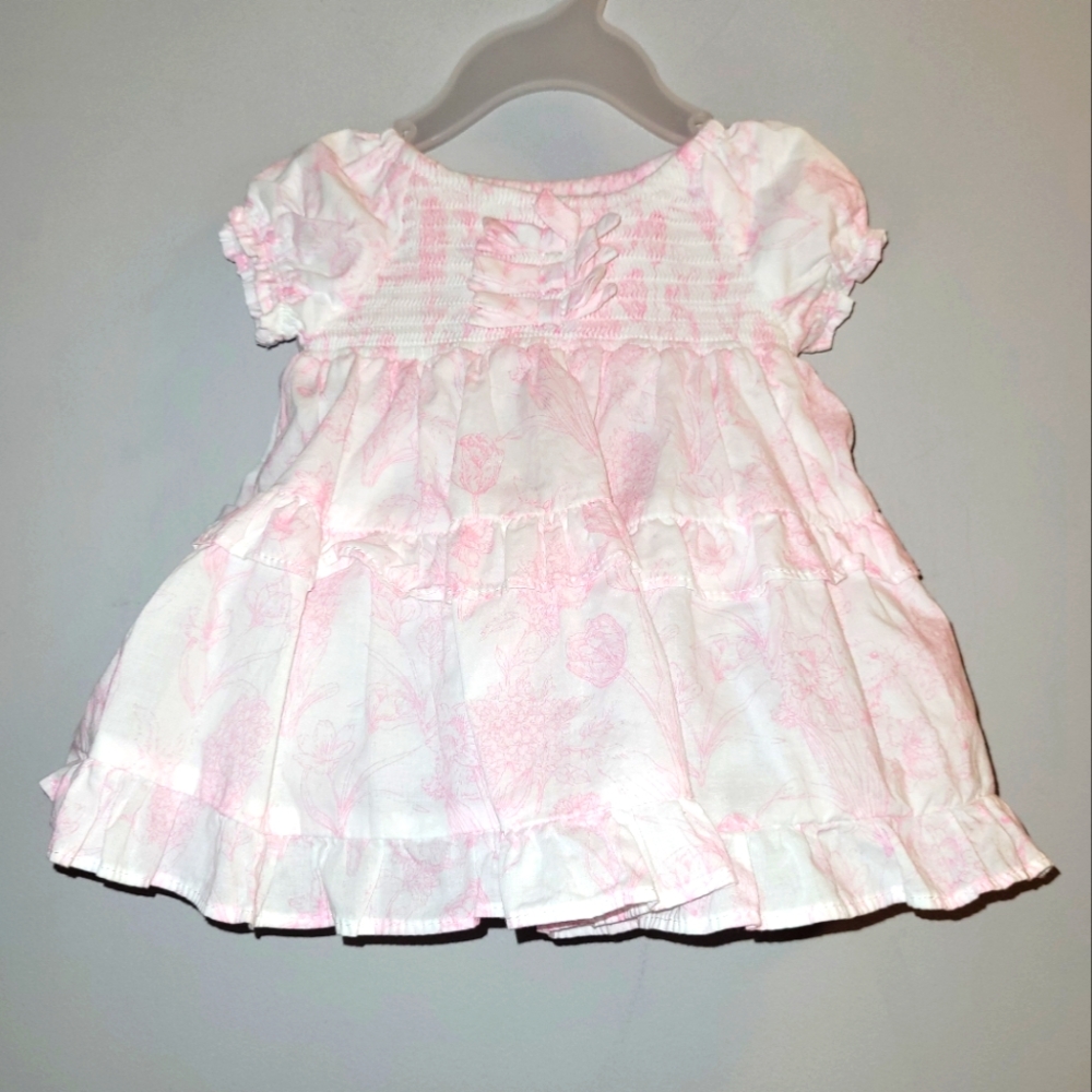 HOST PICK! 🐰 Janie and Jack Pink White Bunny Smocked Bow Toile Easter Dress 0-3